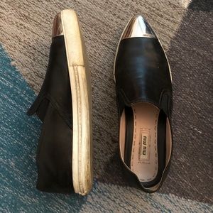 Miu Miu metallic cap toe sneakers/loafers